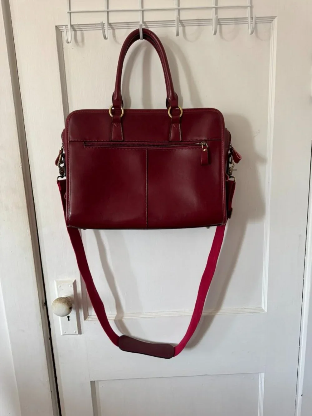 Kattee Red Leather Computer Bag. Like New